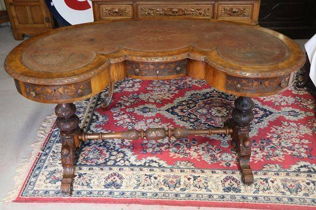 Wonderful Antique Kidney Shaped Writing Desk Xxxx Antique