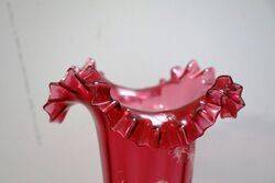 Antique Ruby Glass Mary Gregory Vase 