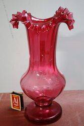 Antique Ruby Glass Mary Gregory Vase 