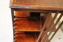 Antique Mahogany Inlaid with Crossbanding 2 Tier Revolving Bookcase 