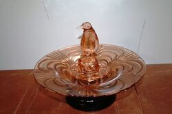 Art Deco 3Piece pinkpeach glass Libochovice and39Penguinand39 Float Bowl 