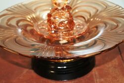 Art Deco 3Piece pinkpeach glass Libochovice and39Penguinand39 Float Bowl 